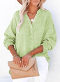 Womens Casual Gauze Button Neck Long Sleeve Oversized Blouses Tops