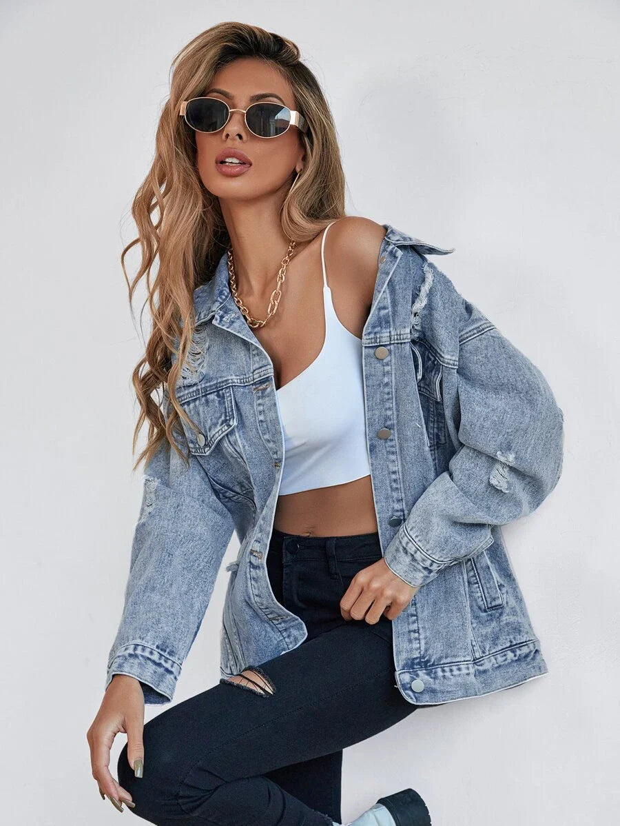 Flap Pocket Drop Denim Jacket