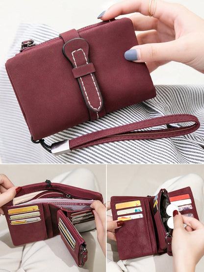 Women's RFID Tri-Fold Wallet with Card Slots & Zip Coin Pocket