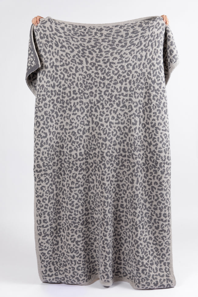 Make Me Believe Dark Grey Small Leopard Print Blanket DOORBUSTER