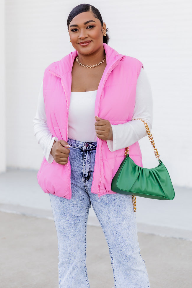 My Eyes On You Pink Oversized Puffer Vest FINAL SALE