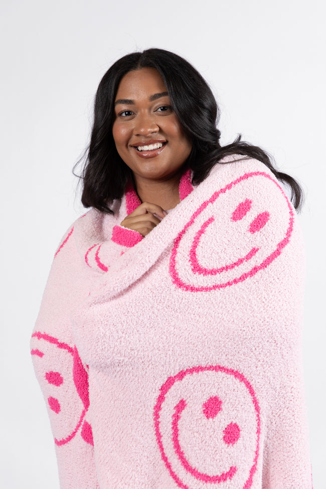 Make Me Believe Pink Smiley Blanket DOORBUSTER