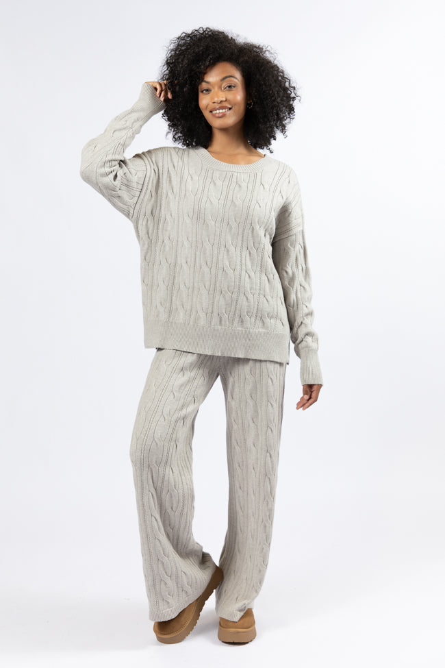 Forever Winter Grey Cable Knit Lounge Top DOORBUSTER