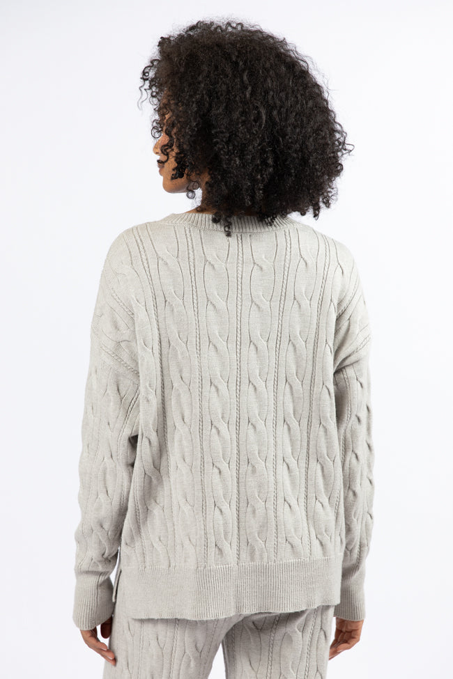 Forever Winter Grey Cable Knit Lounge Top DOORBUSTER