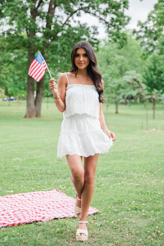 Dockside Dream White Crochet Detail Skirt