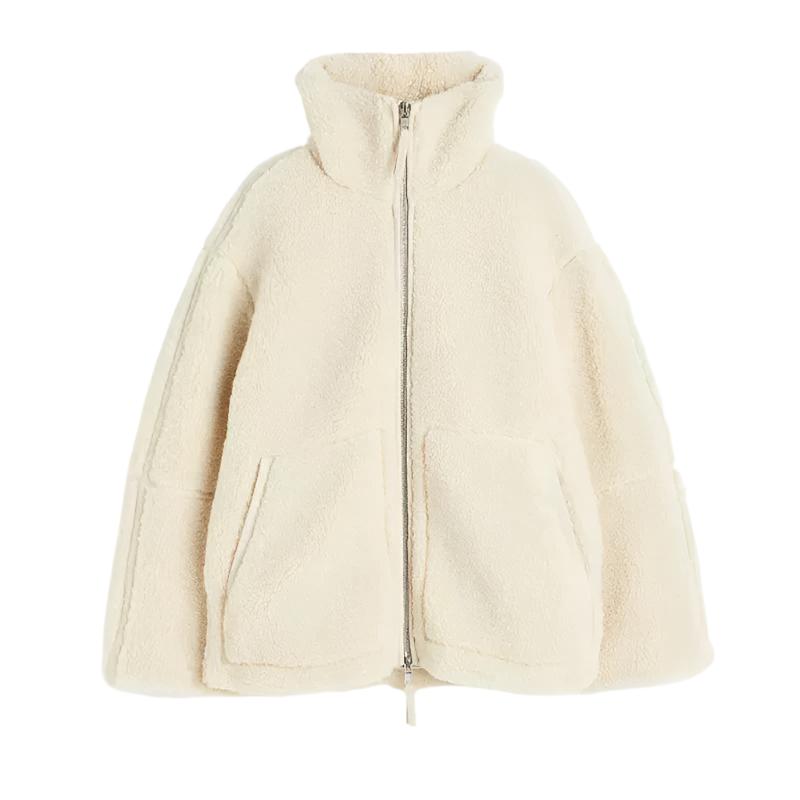 Sherpa Zippered Jacket With Pockets