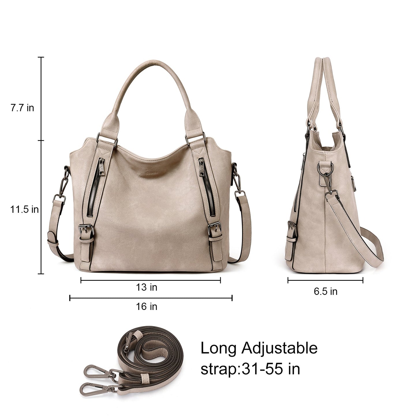 CLUCI Hobo Bags Large Tote with Adjustable Shoulder Strap