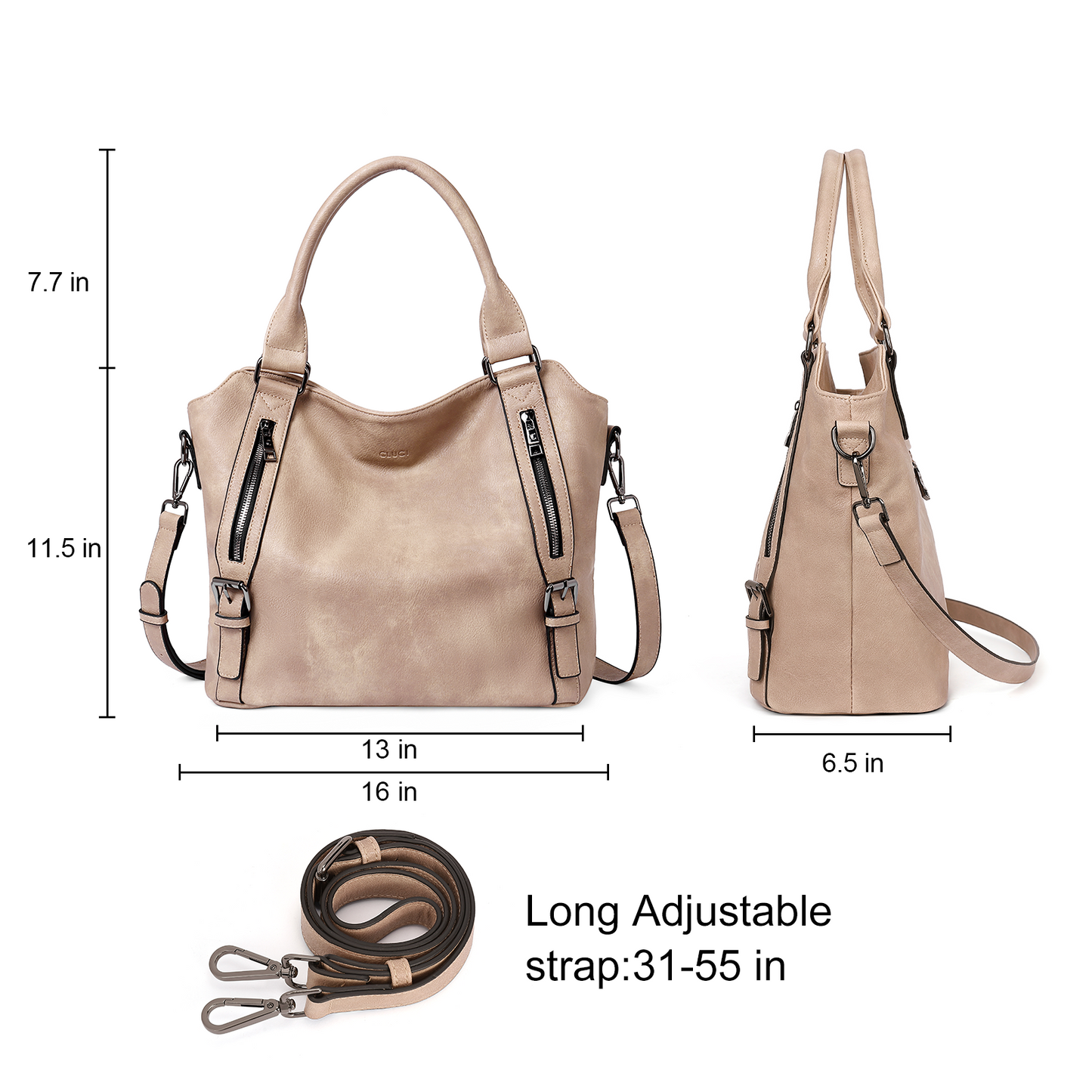 CLUCI Hobo Bags Large Tote with Adjustable Shoulder Strap