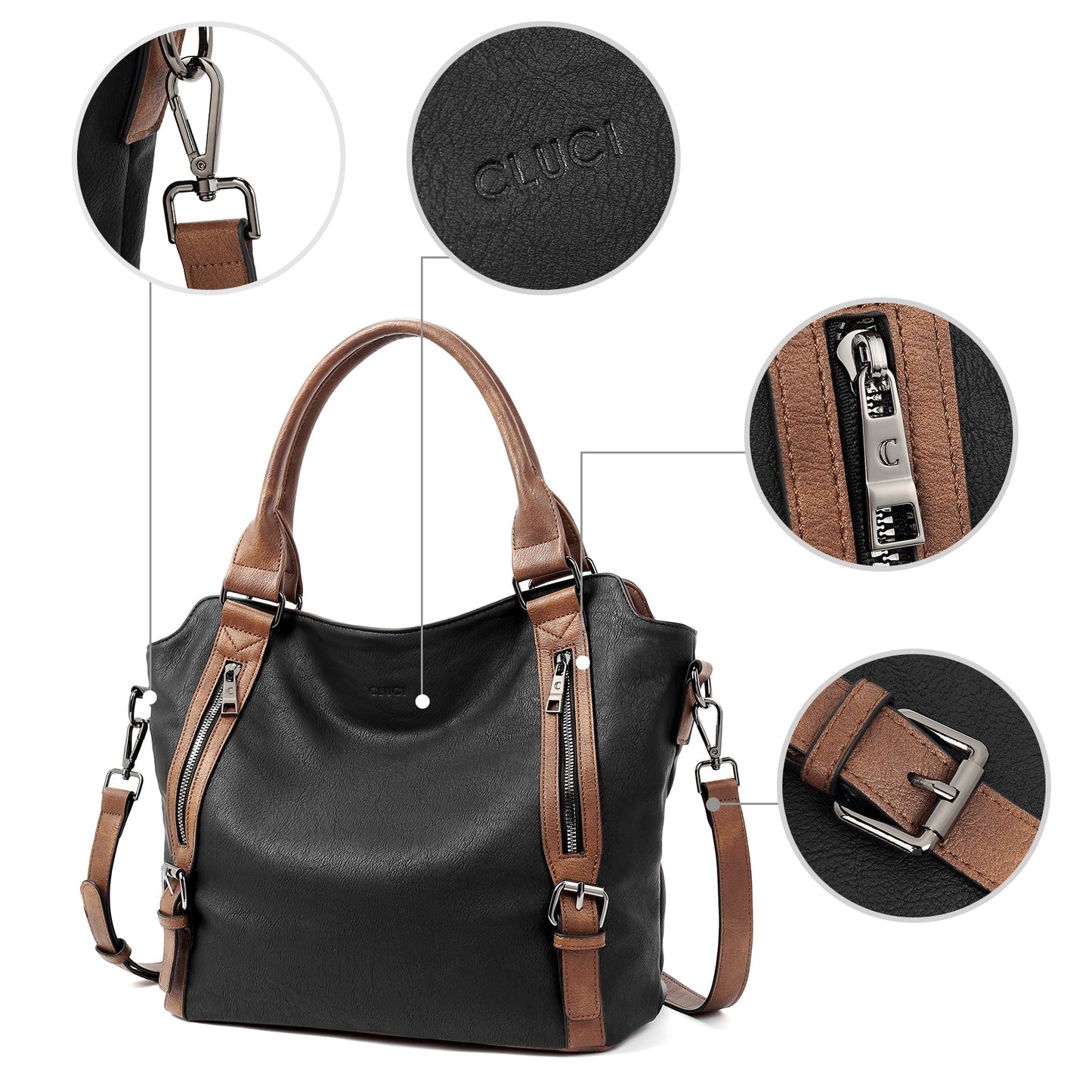 CLUCI Hobo Bags Large Tote with Adjustable Shoulder Strap