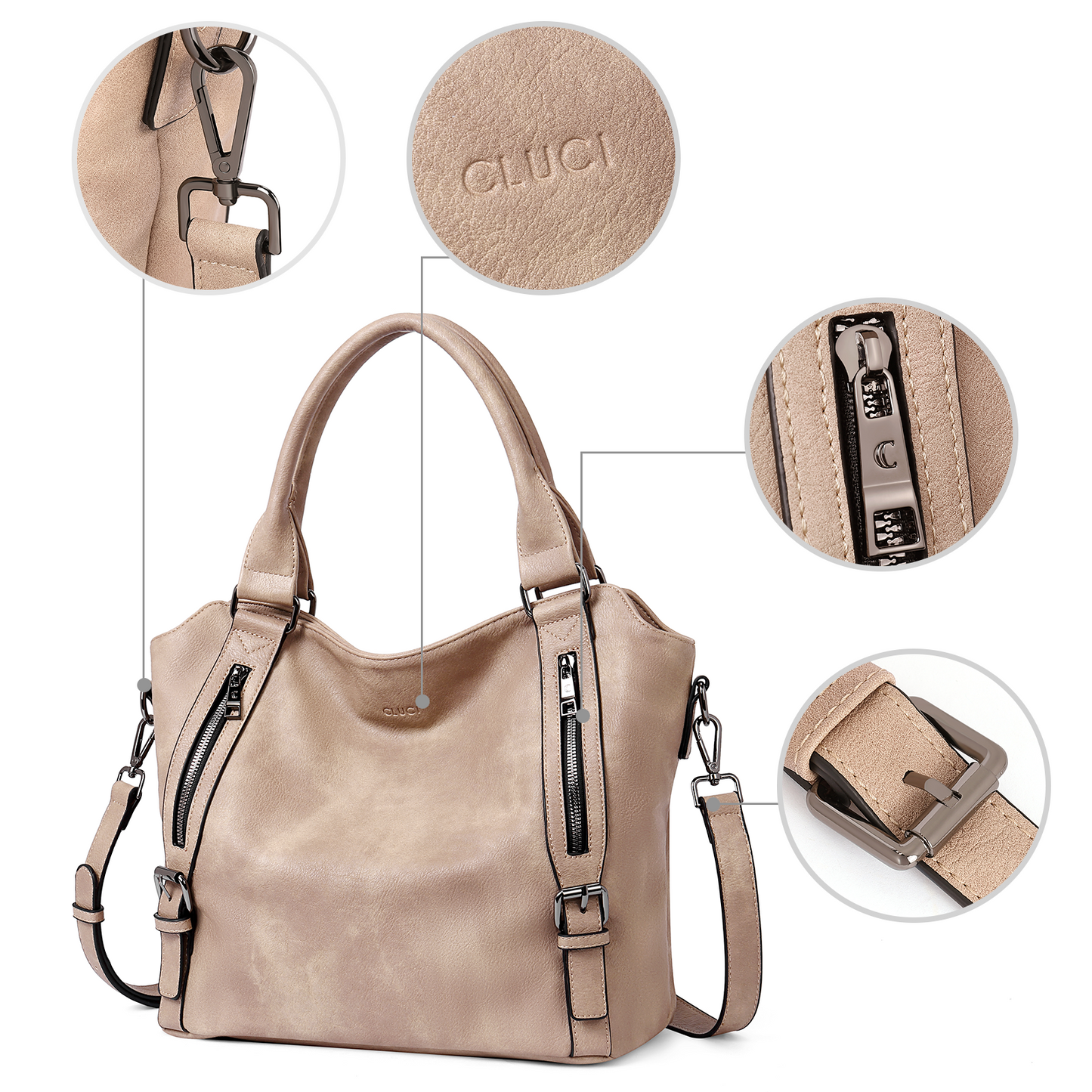 CLUCI Hobo Bags Large Tote with Adjustable Shoulder Strap