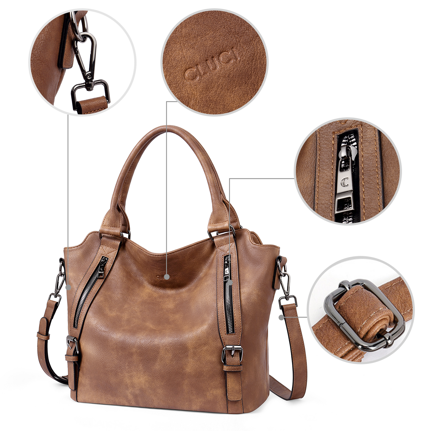 CLUCI Hobo Bags Large Tote with Adjustable Shoulder Strap