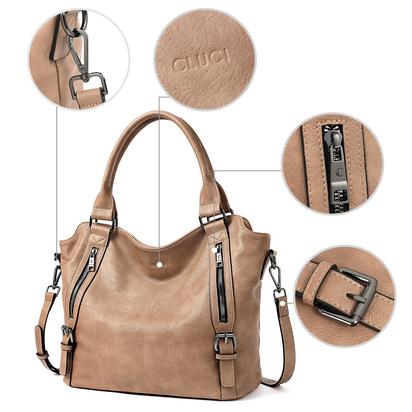CLUCI Hobo Bags Large Tote with Adjustable Shoulder Strap