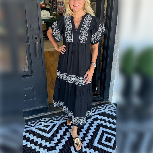 V-Neck Boho Maxi Dress