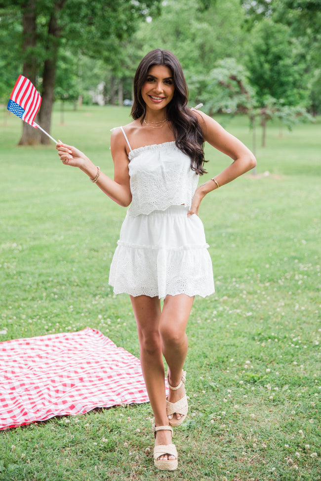 Dockside Dream White Crochet Detail Crop Top