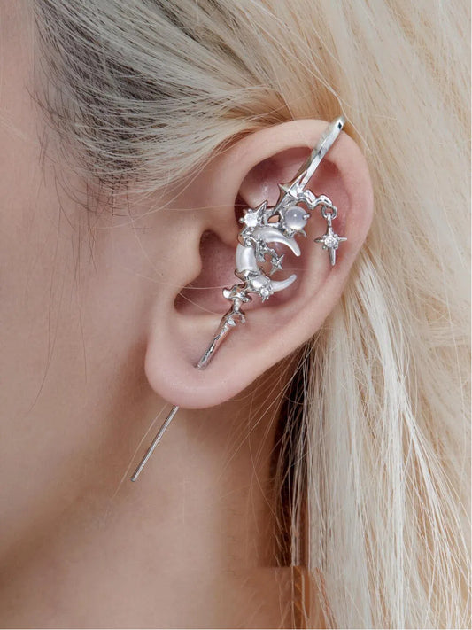 18K Platinum /24K Gold Ear Hook Needle Piercing Earring