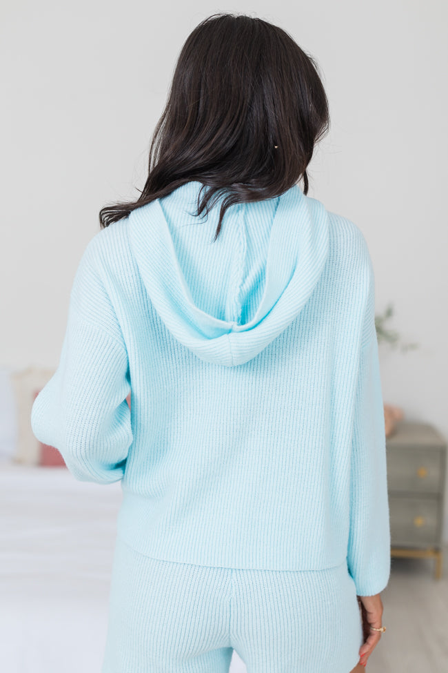 Cloud Chaser Sky Blue Sweater Knit Hoodie