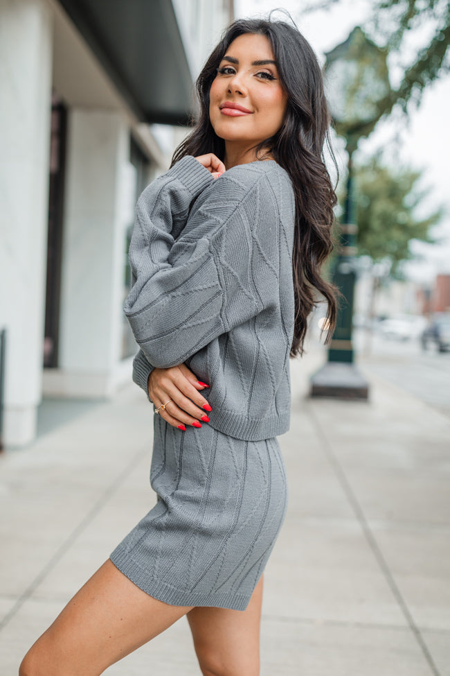 All the Way Home Charcoal Textured Sweater Set