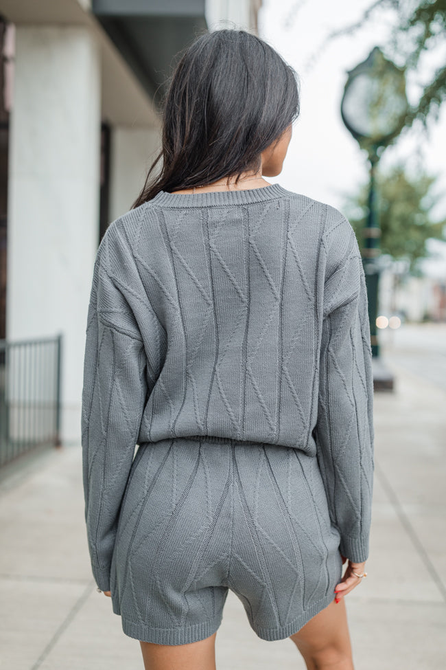 All the Way Home Charcoal Textured Sweater Set