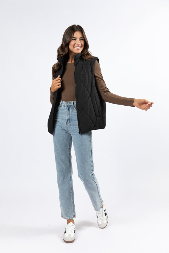 Mountainside Moment Black Quilted Puffer Vest