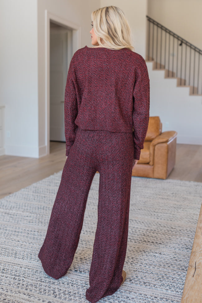 Cool Factor Dusty Burgundy Cropped Cardigan & Wide Leg Set FINAL SALE