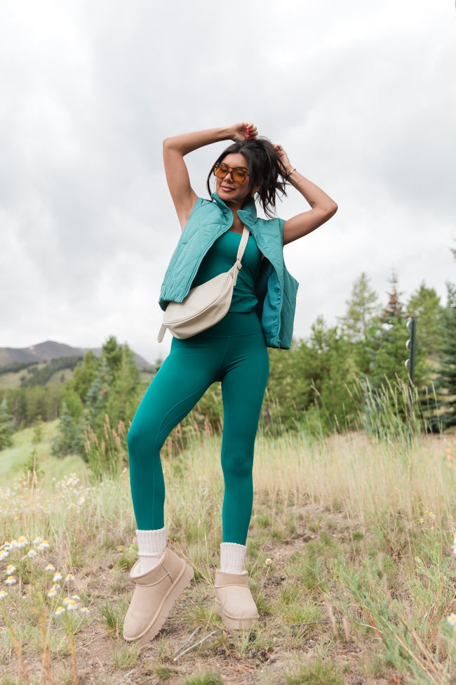 Mountainside Moment Teal Cropped Puffer Vest