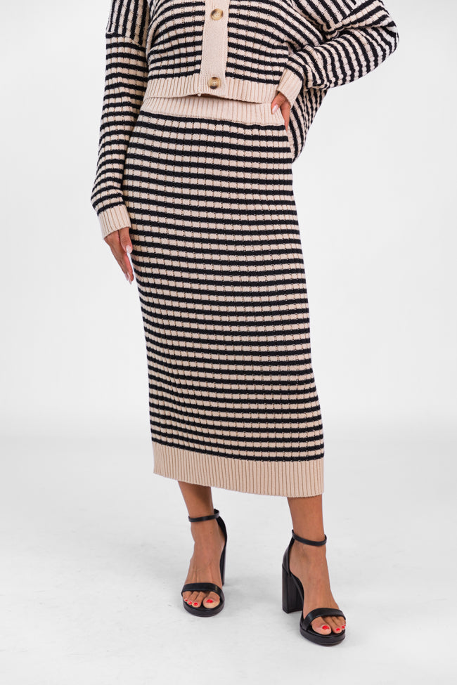 Believe In Me Cream and Black Striped Knit Skirt