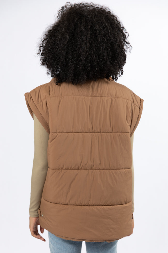 Best Bet Brown Oversized Puffer Vest