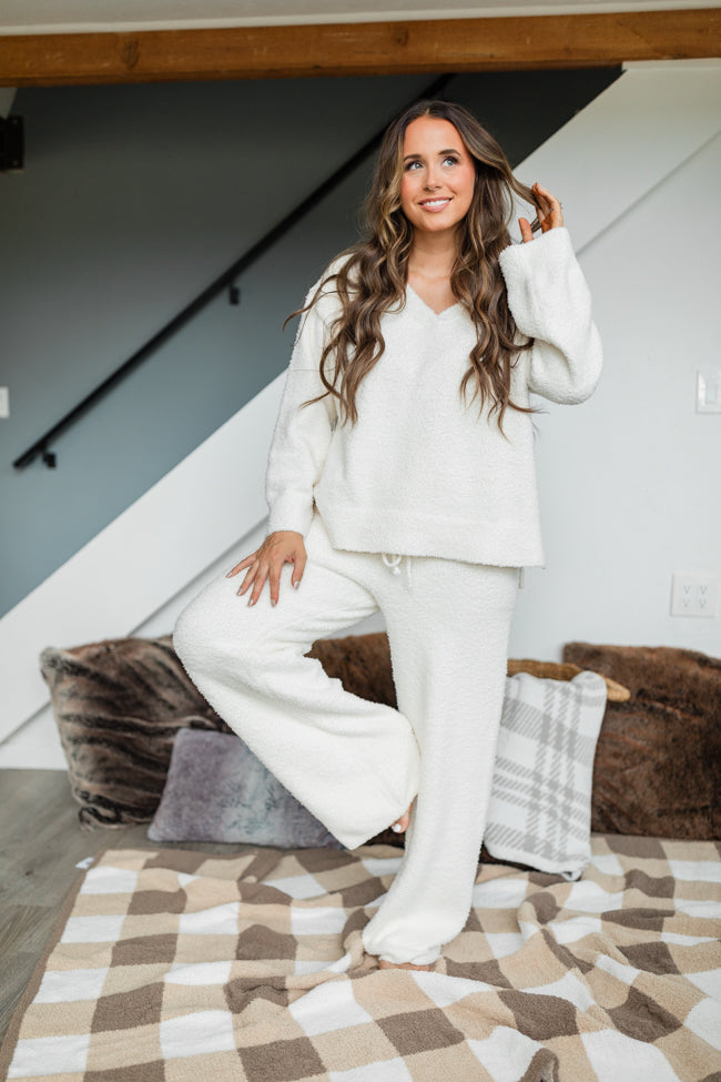 Dawn Ivory Fuzzy Lounge Pants Emily Fauver X Pink Lily