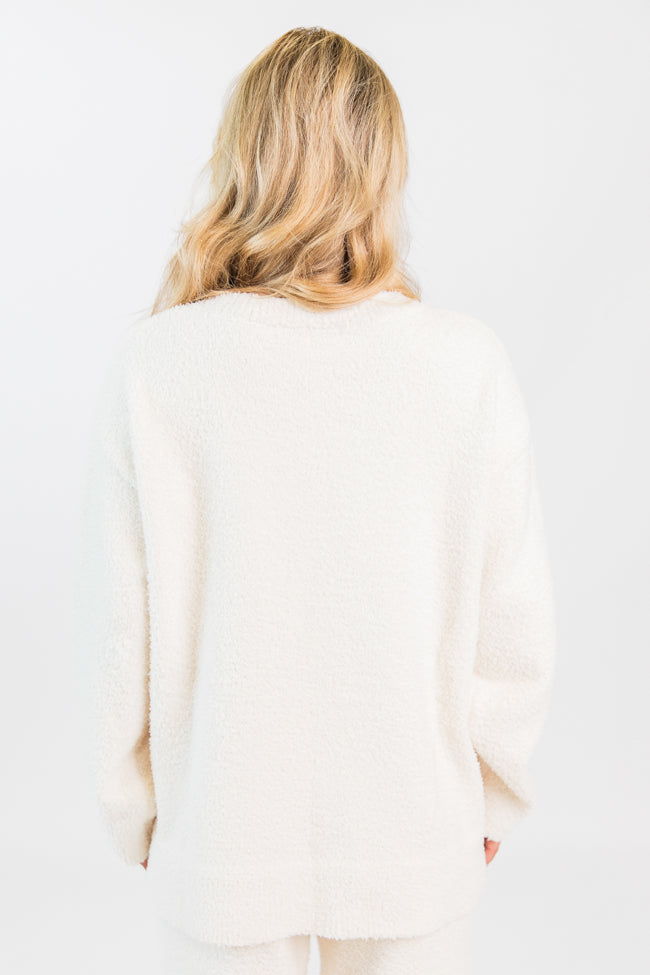 Dawn Ivory Fuzzy V-neck Sweater Emily Fauver X Pink Lily