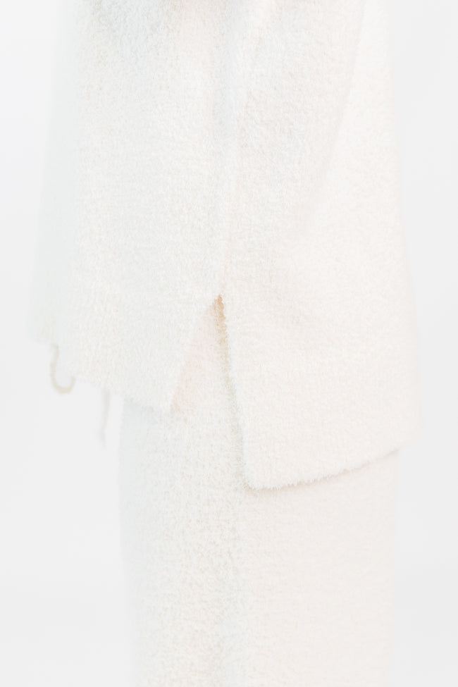 Dawn Ivory Fuzzy V-neck Sweater Emily Fauver X Pink Lily