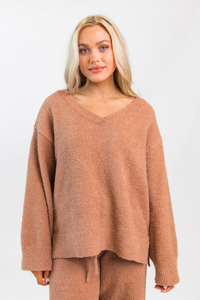 Dawn Teddy Fuzzy V-Neck Sweater Emily Fauver X Pink Lily