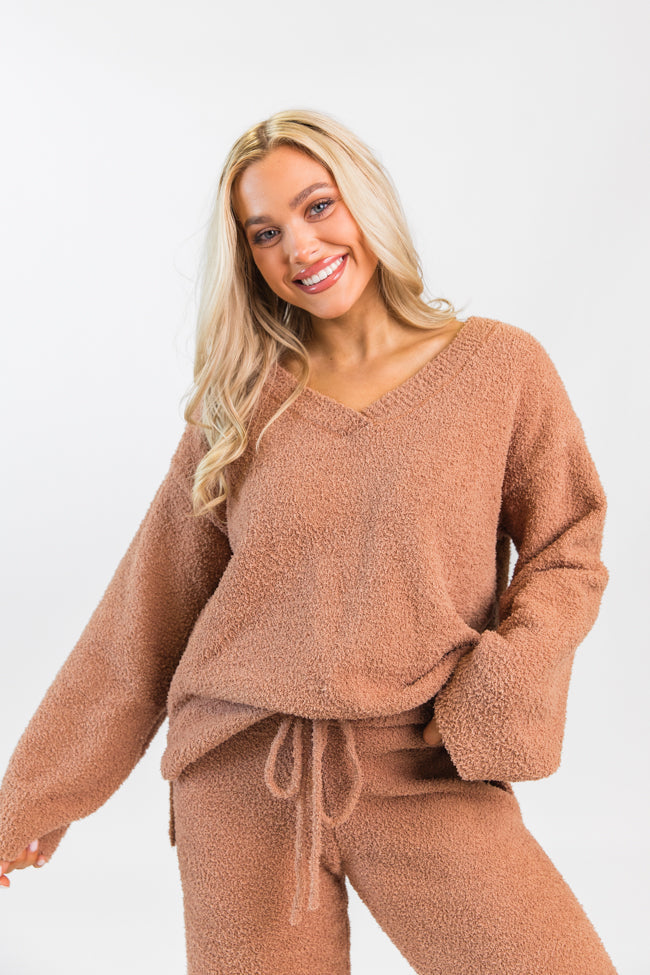 Dawn Teddy Fuzzy V-Neck Sweater Emily Fauver X Pink Lily