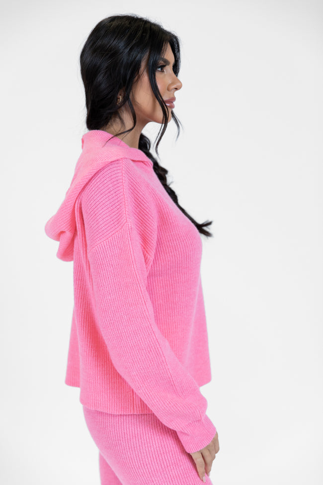 Cloud Chaser Pink Sweater Knit Hoodie