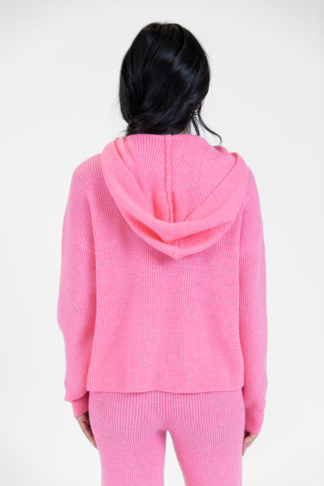 Cloud Chaser Pink Sweater Knit Hoodie