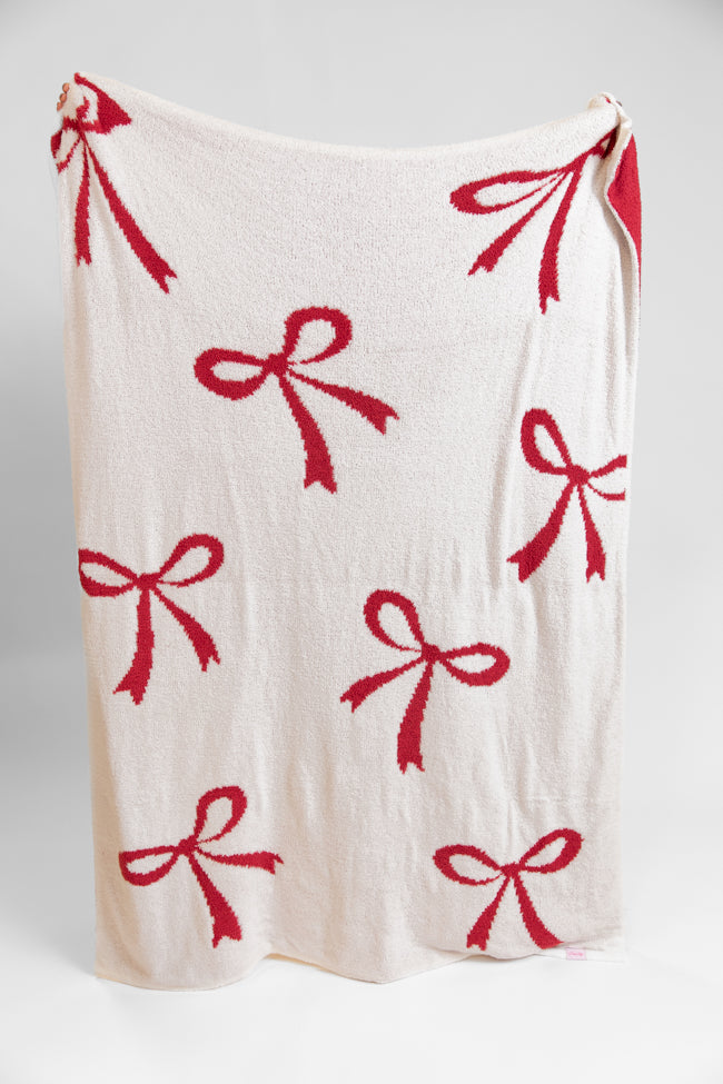 Make Me Believe Red and Cream Bows Blanket DOORBUSTER