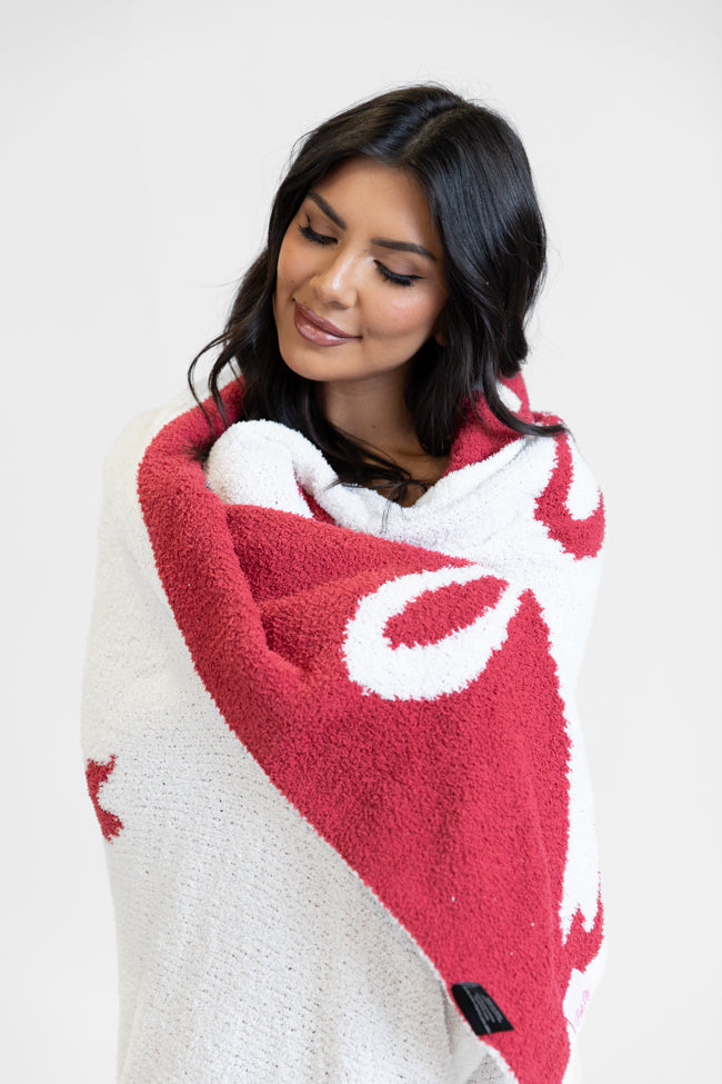 Make Me Believe Red and Cream Bows Blanket DOORBUSTER