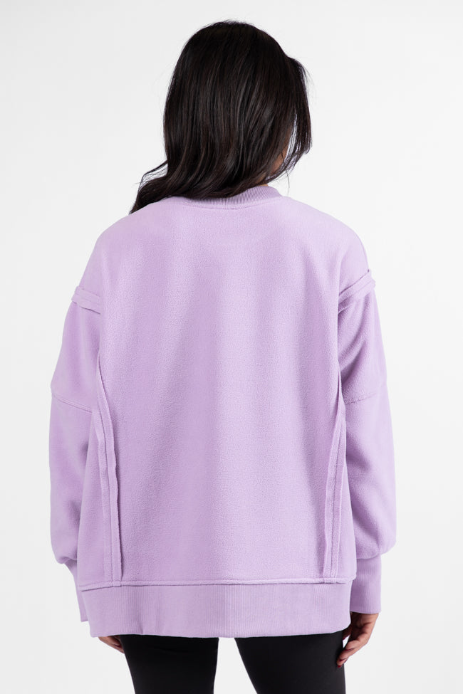 Scouted Out Purple Oversized Fleece Sweatshirt DOORBUSTER- Coming Soon