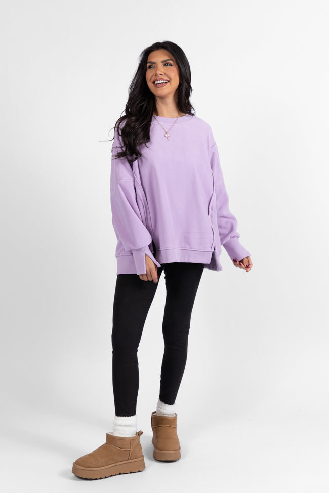 Scouted Out Purple Oversized Fleece Sweatshirt DOORBUSTER- Coming Soon