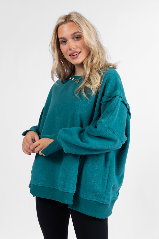 Scouted Out Jade Oversized Fleece Sweatshirt DOORBUSTER- Coming Soon