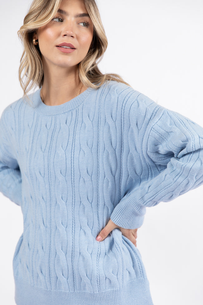 Forever Winter Light Blue Cable Knit Sweater Lounge Top DOORBUSTER