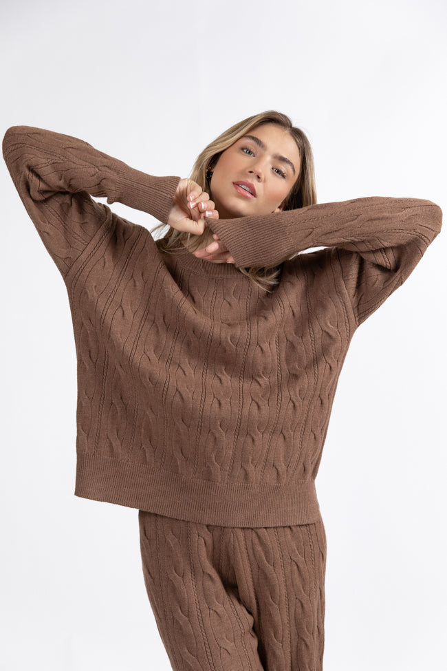 Forever Winter Mocha Cable Knit Sweater Lounge Top  DOORBUSTER