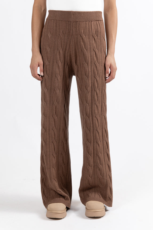 Forever Winter Mocha Cable Knit Sweater Lounge Pants  DOORBUSTER