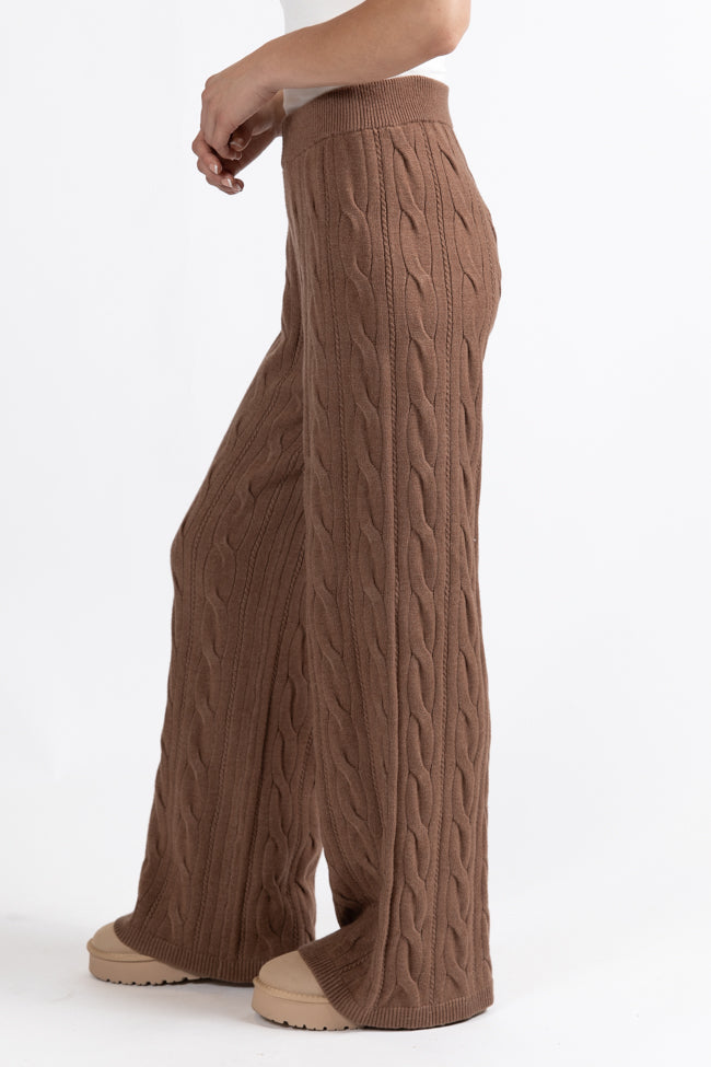 Forever Winter Mocha Cable Knit Sweater Lounge Pants  DOORBUSTER