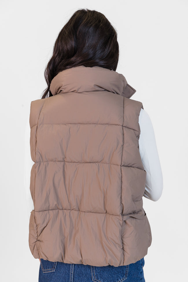 Won Me Over Mushroom Oversized Puffer Vest