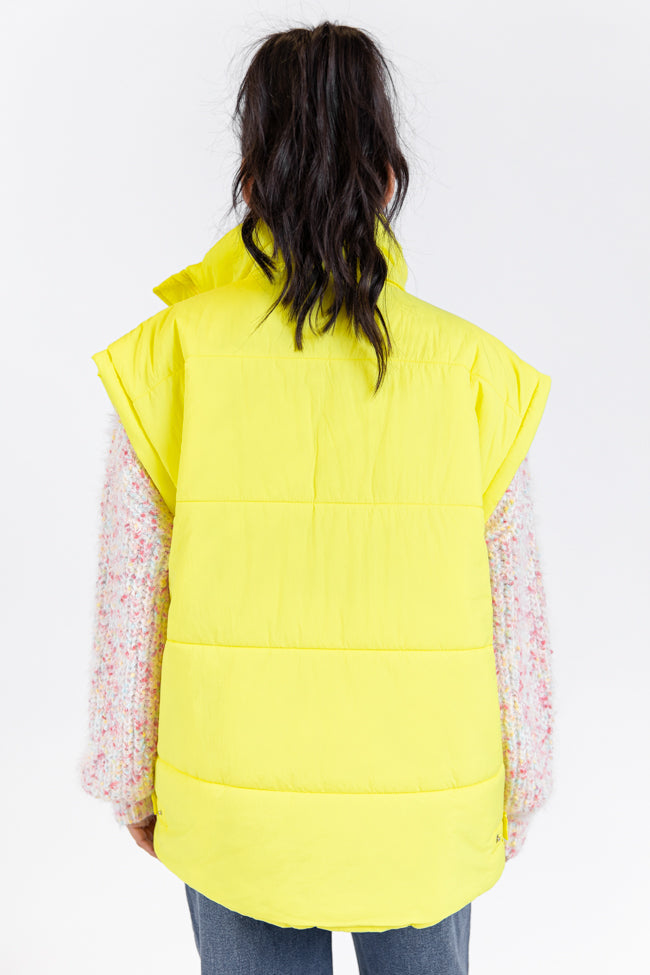 Going Upstate Yellow Oversized Puffer Vest