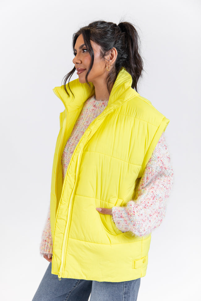 Going Upstate Yellow Oversized Puffer Vest