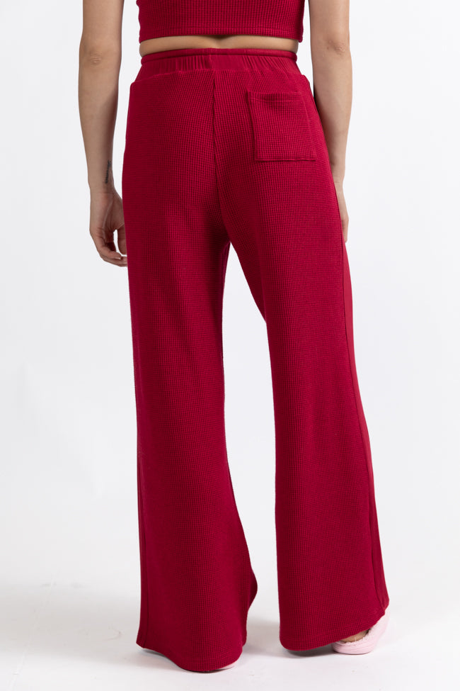 Essential Comfort Red Waffle Knit Ribbed Pants Macy Blackwell X Pink Lily