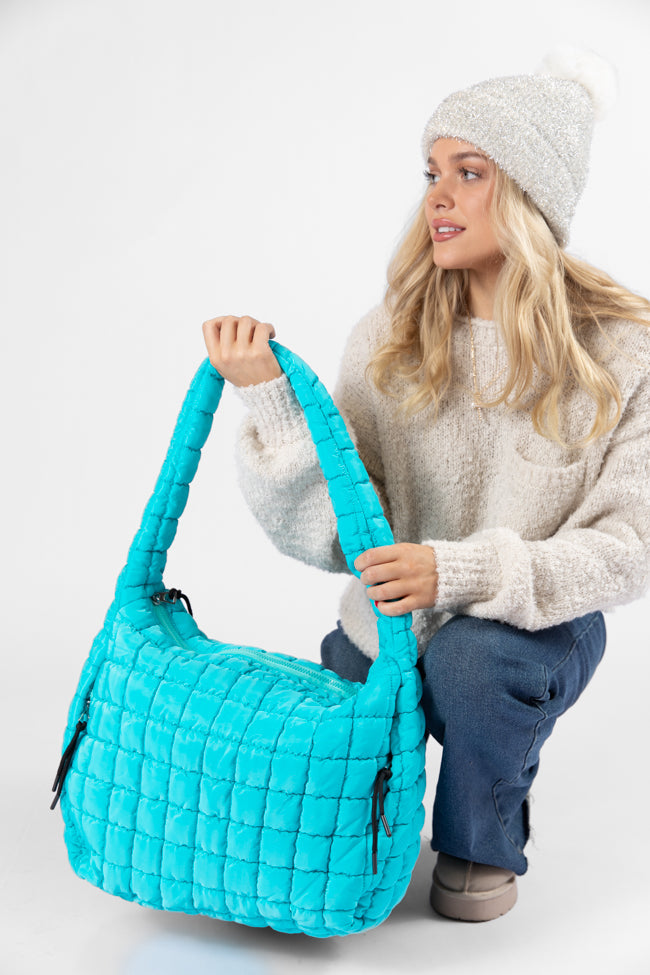 Turquoise Blue Quilted Carry All Bag DOORBUSTER- Coming Soon