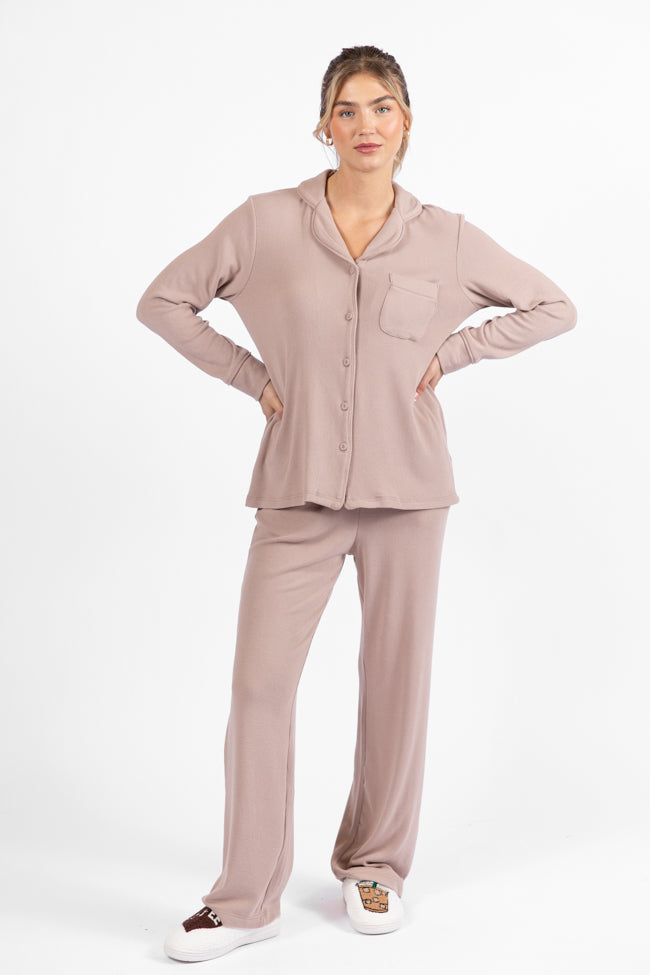 Drifting Off Mocha Ribbed Pajama Set DOORBUSTER