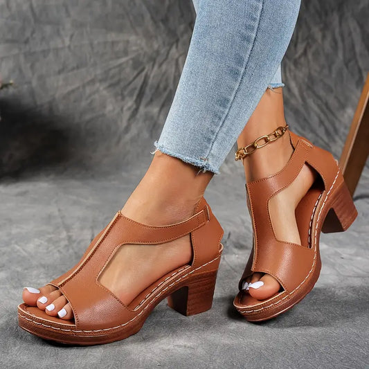Women's Chunky Heel Sandals-Arch Support Sandals